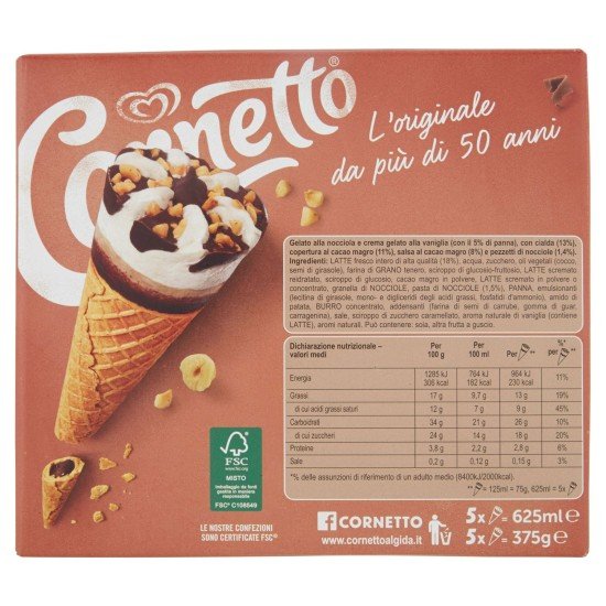 ALGIDA CORNETTO NOCCIOLA 5 Pz 