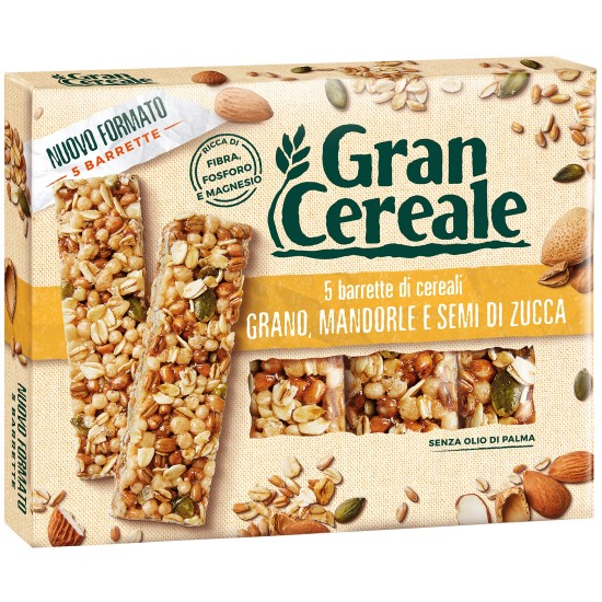 MULINO BIANCO GRAN CEREALI BARRETTE GRANO MANDORLE E SEMI DI ZUCCA 135 GR