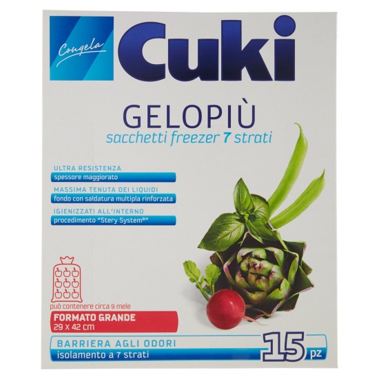 CUKI GELOPIÙ SACCHETTI FREEZER GRANDI - 29x42 cm - 6 L 