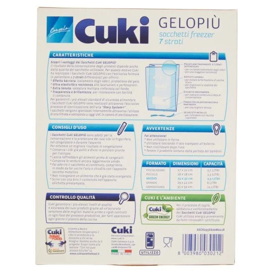 CUKI GELOPIÙ SACCHETTI FREEZER MEDI - 23x32 cm - 2,5 L