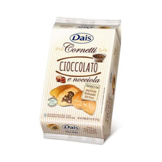 DAIS CORNETTI CIOCCOLATO E NOCCIOLE CONFEZIONE DA 6 DAIS CORNETTI CIOCCOLATO E NOCCIOLE CONFEZIONE DA 6