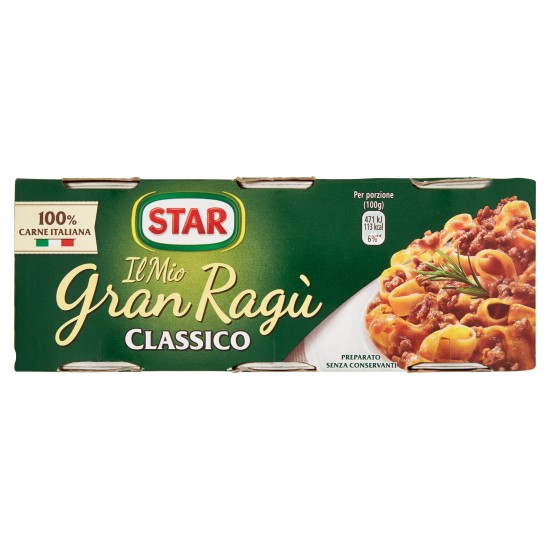 STAR RAGU' TRIS CLASSICO CONFEZIONE DA 3 PER 100 GR