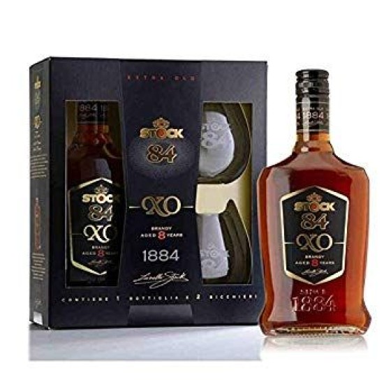 STOCK BRANDY 84 XO + 2 BICCH. 