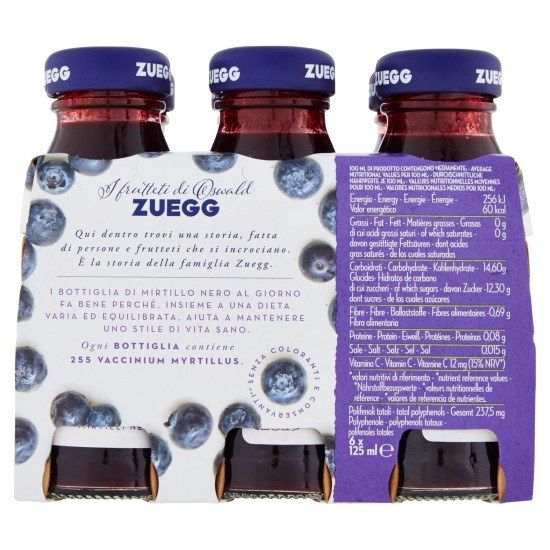 ZUEGG SUCCHI MIRTILLO CONFEZIONE 6 DA 125 ML