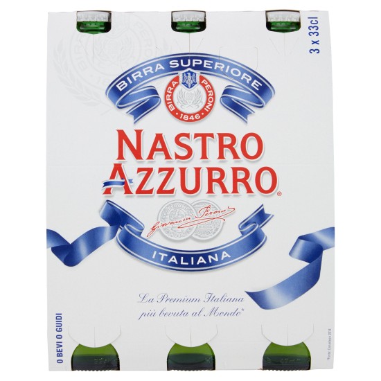 NASTRO AZZURRO BIRRA 3 BOTTIGLIE DA 66 CL