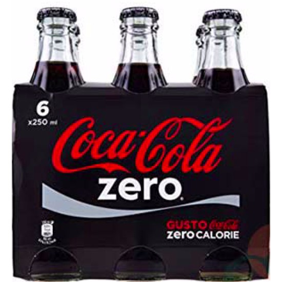 COCA COLA ZERO COFEZIONE 6 BOTTIGLIE VETRA 25 CL