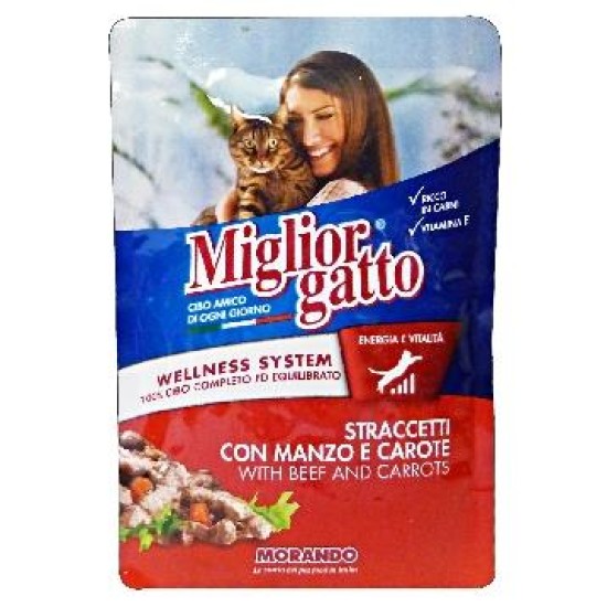 MIGLIOR GATTO STRACCETTI 100GR MANZO/CA