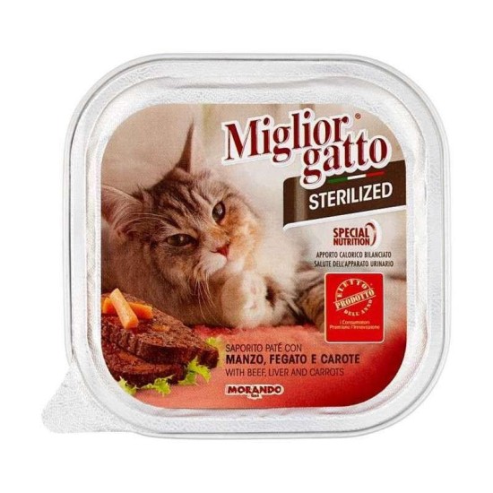 MIGLIOR GATTO STERIL PATE'100GR MANZO/F