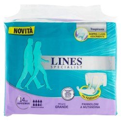 LINES SPECIALIST PANNOLINO MUTANDA GRANDE COFEZIONE DA 12 LINES SPECIALIST PANNOLINO MUTANDA GRANDE COFEZIONE DA 12