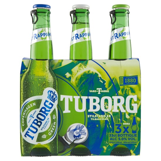 TUBORG BIRRA 3 BOTTICLIE DA 33 CL