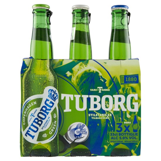 TUBORG BIRRA 3 BOTTICLIE DA 33 CL