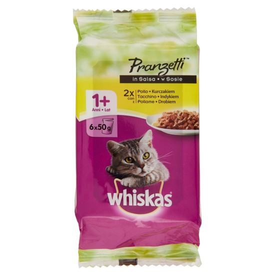 WHISKAS PRANZETTI PER GATTI CARNI BIANCHE CONFEZIONE DA 6 PER 50 GR