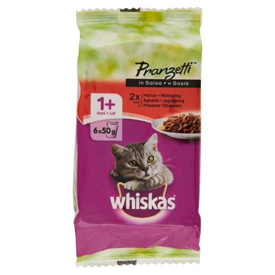 WHISKAS PRANZETTI CONFEZIONE DA 6 PER 50 GR CARNI M  