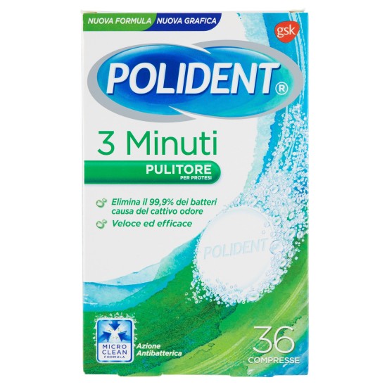 POLIDENT TABS 3 MINUTI X36