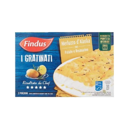 FINDUS MERLUZZO ALASKA GRATINATO CON PATATE E ROSMARINO GR380