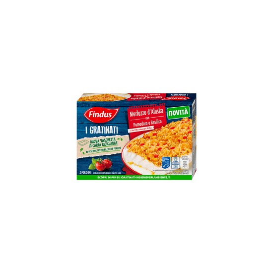 FINDUS MERLUZZO ALASKA GRATINATO POMODORO BASILICO GR 380