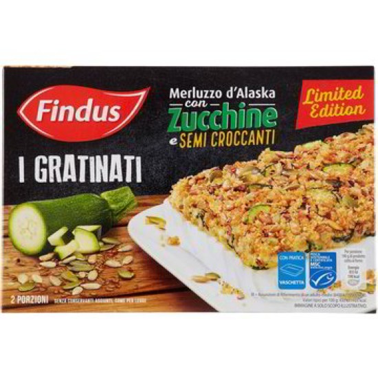 FINDUS MERLUZZO ALASKA GRATINATO ZUCCHINE E SEMI CROCCANTI 