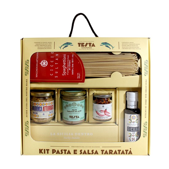 TESTA CONSERVE - KIT PASTA TARATATA' (spaghettoni, salsa di buzzonaglia, olio evo, mollica atturrata, peperoncino rosso)