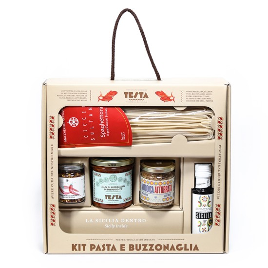 TESTA CONSERVE - KIT PASTA BUZZONAGLIA (spaghettoni, salsa di alici, olio evo, mollica atturrata, peperoncino rosso)