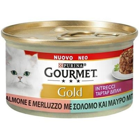 GOURMET GOLD INTRECCI SALMONE/MERLUZZO 85 GR