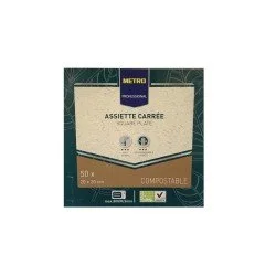 PIATTI COMPOSTABILI QUADRATI METRO CHEF 20 X 20 CM PZ 50 PIATTI COMPOSTABILI QUADRATI METRO CHEF 20 X 20 CM PZ 50