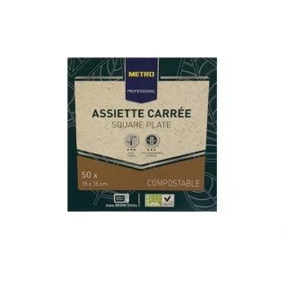 PIATTI COMPOSTABILI QUADRATI METRO CHEF 15 X 15 CM PZ 50 PIATTI COMPOSTABILI QUADRATI METRO CHEF 15 X 15 CM PZ 50