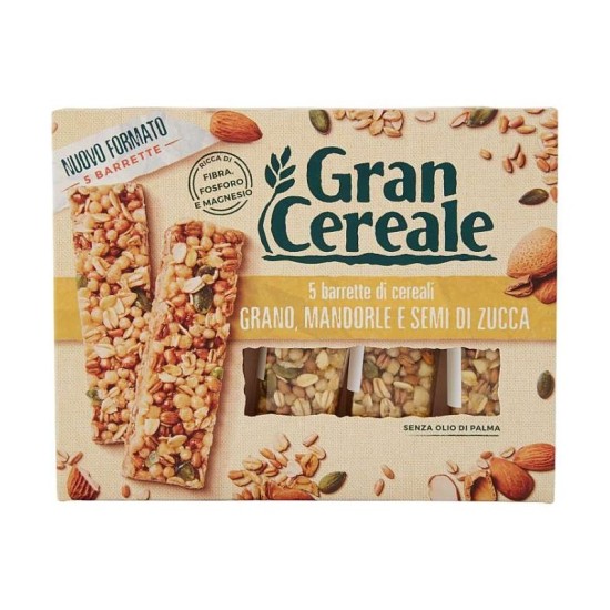 BARRETTE GRAN CEREALE GRANO, MANDORLE E SEMI DI ZUCCA 5 BARRETTE 