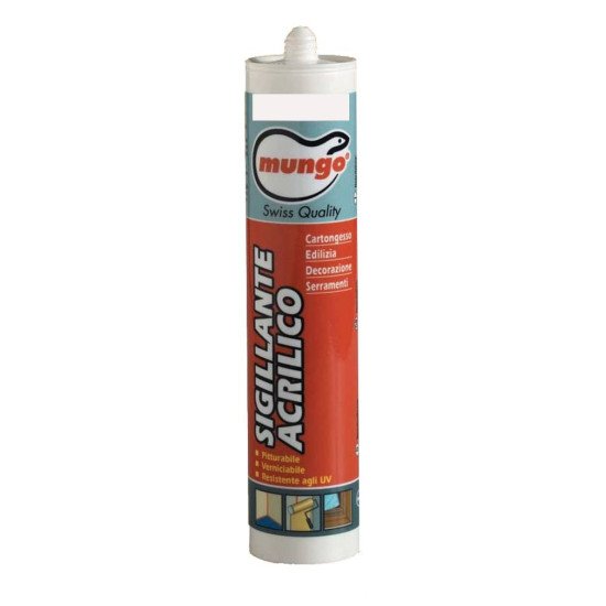 SILICONE ACRILICO VERNICIABILE BIANCO CARTUCCIA PER PISTOLA MUNGO
